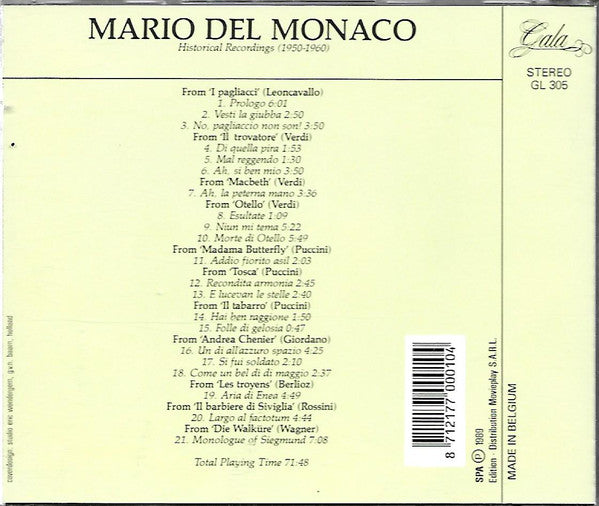 Mario del Monaco, Historical Recordings 1950-1960