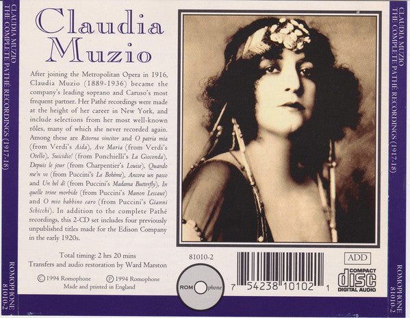 Claudia Muzio – The Complete Pathé Recordings (1917-18)