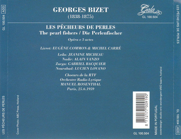 Bizet: LES PÊCHEURS DE PERLES/ Vanzo, Micheau, Bacquier