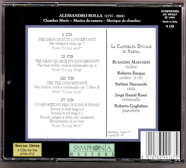 Alessandro Rolla (1757-1841) - Chamber Music: Duets, Trios & Quartets.