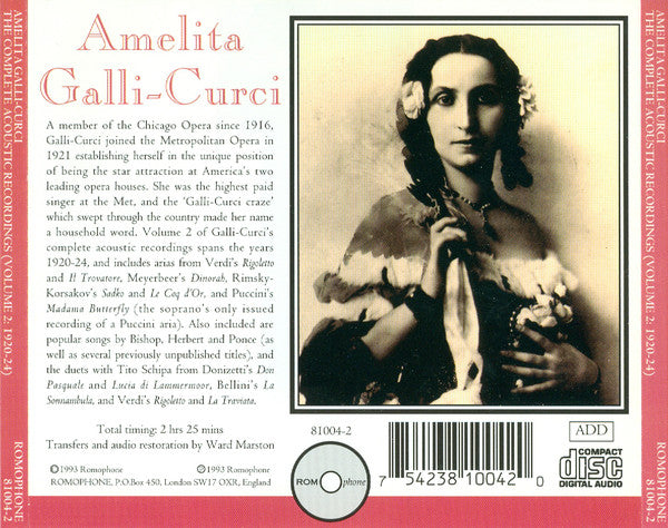 Amelita Galli-Curci – The Complete Acoustic Recordings, Vol. 2