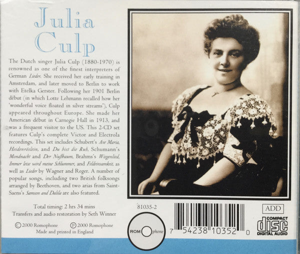 Julia Culp: The Complete Victor and Electrola Recordings, 1914-1926