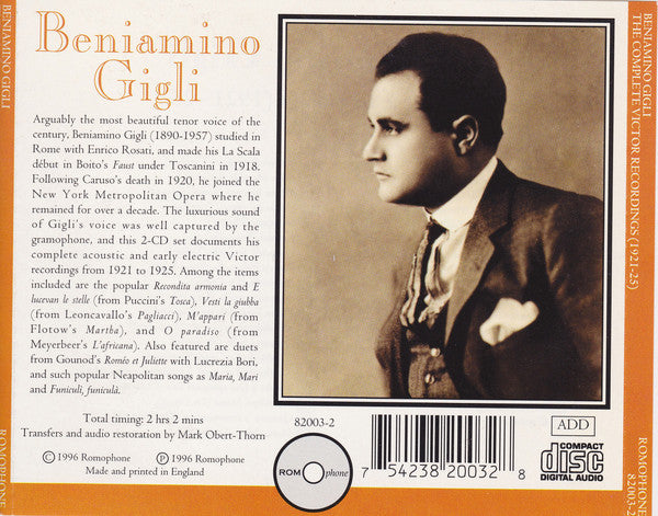 Beniamino Gigli: The Complete Victor Recordings, Vol. 1: 1921-25