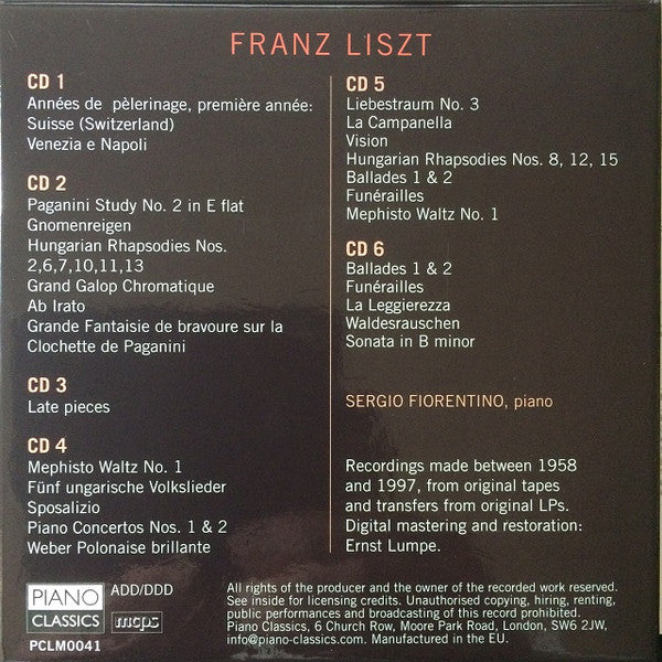 The Complete Liszt Recordings - 6 CD set