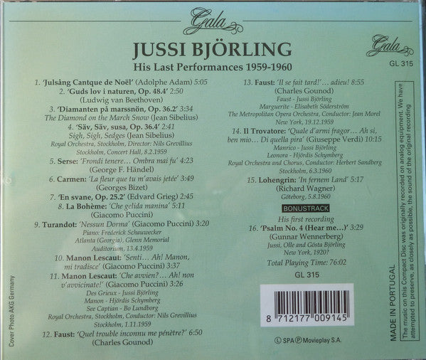 Jussi Björling - His Last Performances, 1959-60