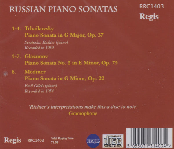 Russian Piano Sonatas: Tchaikovsky, Glazunov, Medtner