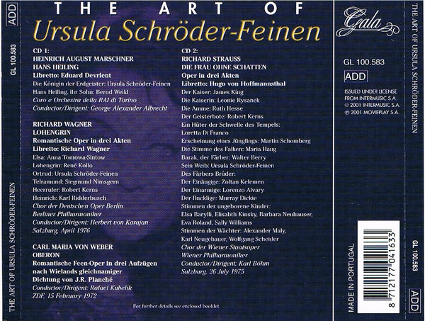The Art of Ursula Schroeder-Feinen - Excerpts from Lohengrin, Hans Heiling, Oberon & Die Frau ohne Schatten.