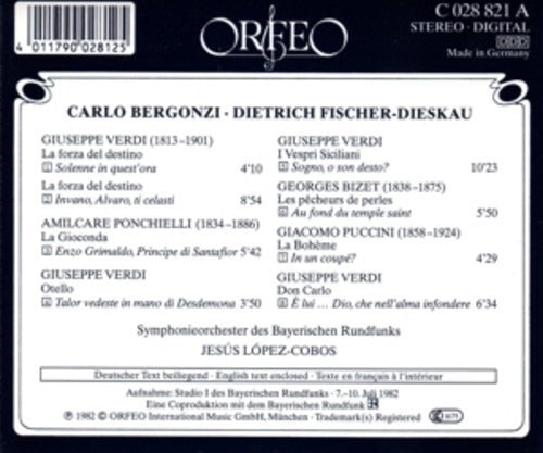 Bergonzi & Fischer-Dieskau - Famous Duets by Verdi, Ponchielli, Bizet, Puccini