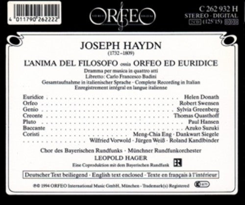 Haydn: ORFEO ED EURIDICE, ossia L'Anima Del Filosofo