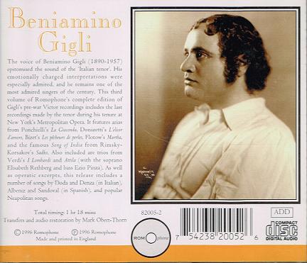 Beniamino Gigli: The Complete Victor Recordings, Vol. 3: 1929-32