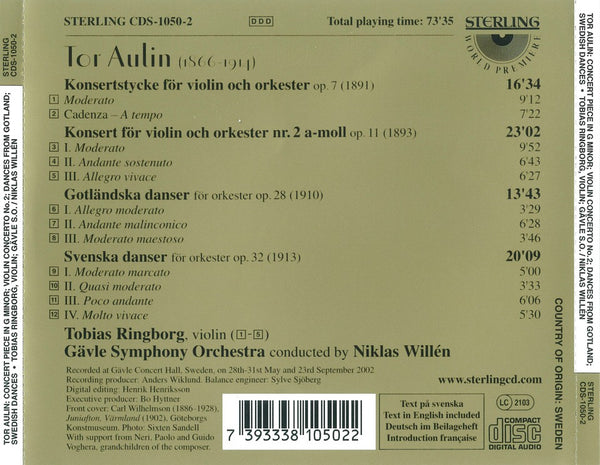 Tor Aulin (1866-1914): Dance from Gotland. Swedish Dances. Violin Concerto.