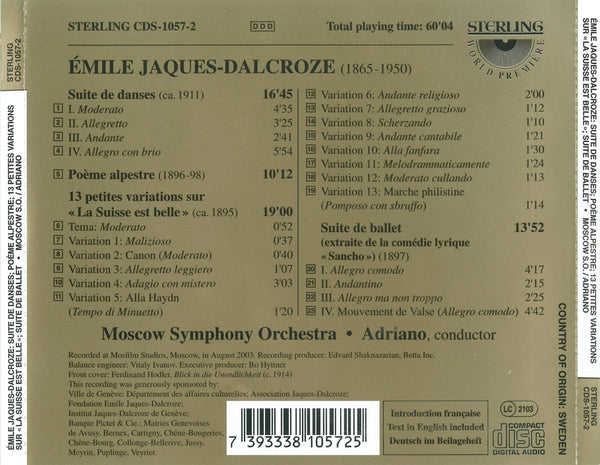 Emile Jaques-Dalcroze (1865-1950): Suite de Danses