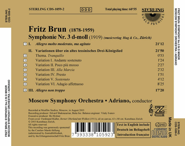 Fritz Brun (1878-1959): Symphony No.3 In D Minor