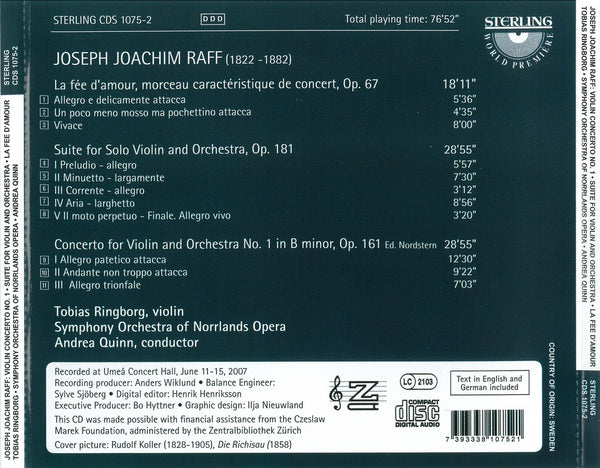 Joachim Raff (1822-1882): La Fee D'Amour . Violin Concerto. Suite for Solo Violin & Orchestra.