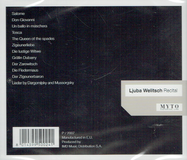 Ljuba Welitsch Recital - Arias from  Salome, Don Giovanni, Un Ballo in Maschera, Tosca, Die Fledermaus & more.