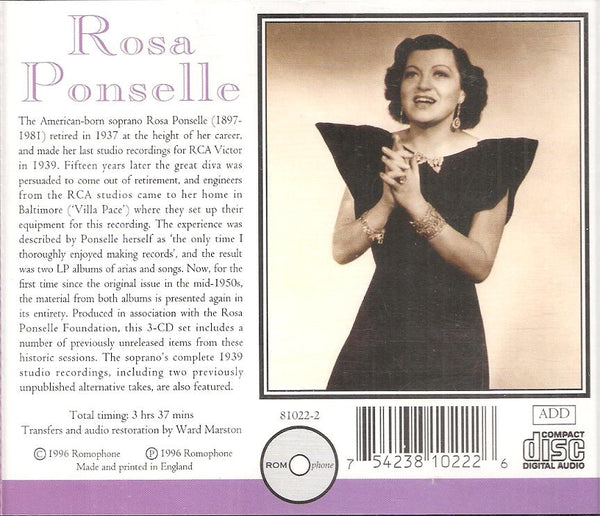 Rosa Ponselle: 1939 Victor & 1954 Villa Pace Recordings