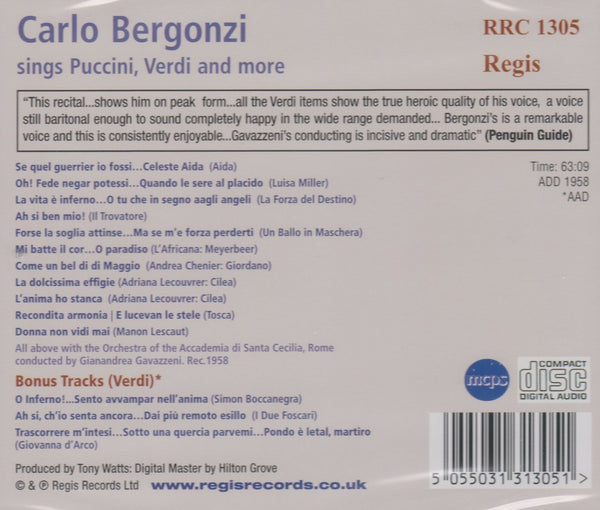 Carlo Bergonzi  Sings Puccini & Verdi & More