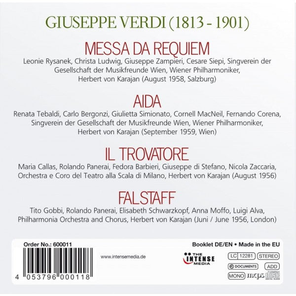 Herbert von Karajan - Verdi . Complete Recordings of Aida, Il Trovatore, Falstaff & Requiem.