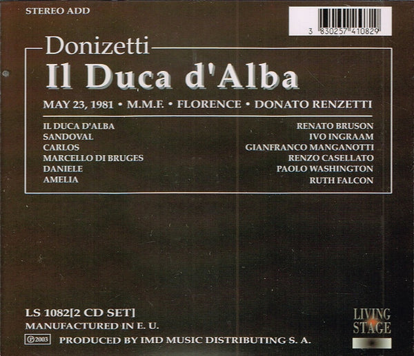 Donizetti: IL DUCA D'ALBA/Bruson, Falcon, Casellato/Renzetti - Firenze 81